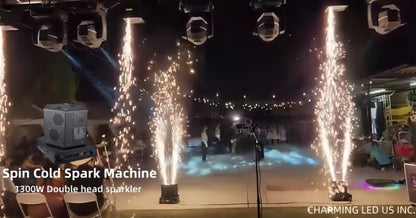 Double Head Rotating Electronic Spin Dual Cold Spark Machine 1500W 2pcs / flight case