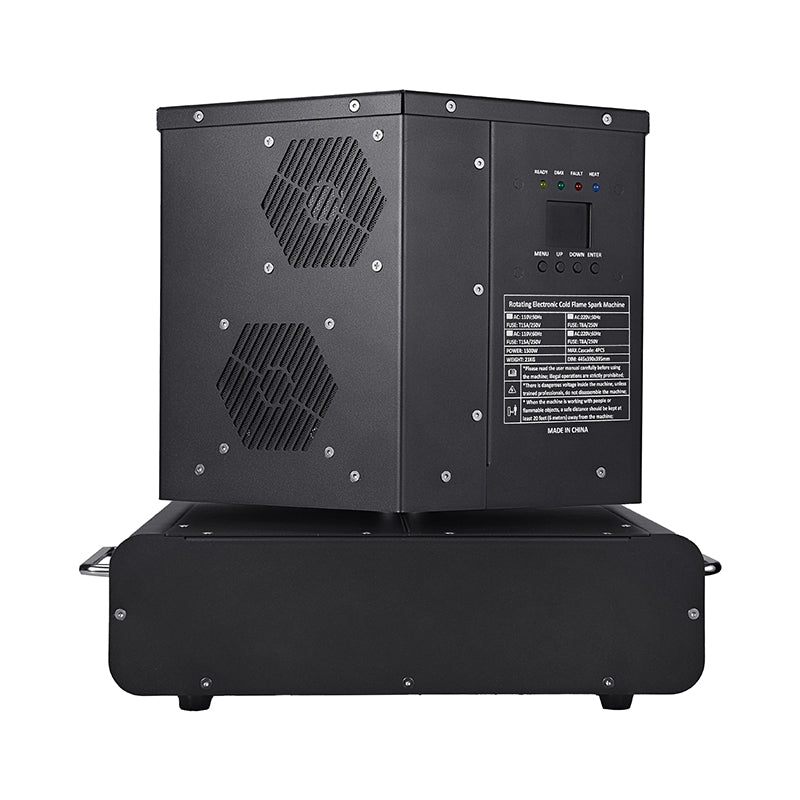 Double Head Rotating Electronic Spin Dual Cold Spark Machine 1500W 2pcs / flight case