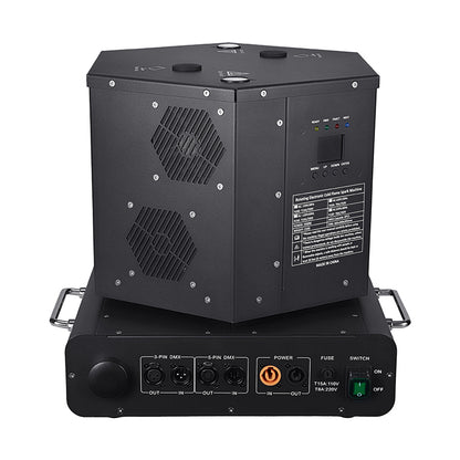 Double Head Rotating Electronic Spin Dual Cold Spark Machine 1500W 2pcs / flight case
