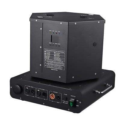 Double Head Rotating Electronic Spin Dual Cold Spark Machine 1500W 2pcs / flight case